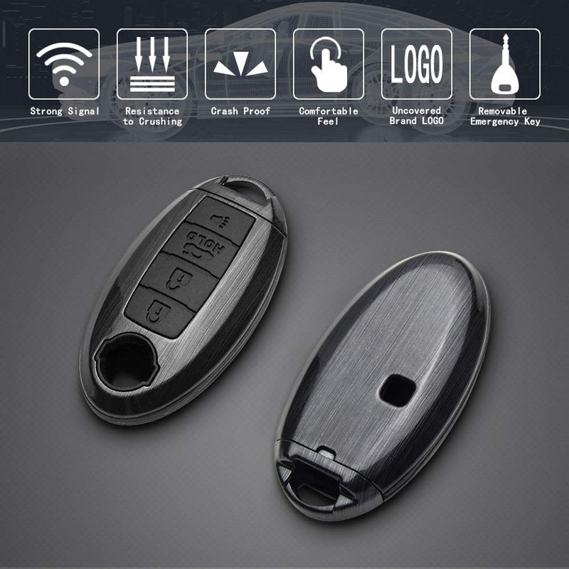 TANGSEN Key Fob Case Black Cover Compatible with Infiniti EX FX X G JX M Q Series Altima Coupe Armada GTR Maxima Murano Cross CABRIOLET Pathfinder Rogue SENTRA Versa 4 Button Keyless Entry Remote - Image 3